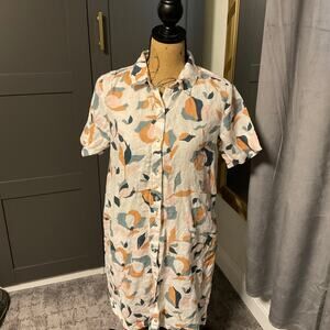 Rachel‎ Zoe floral linen shirt dress button front M like new
